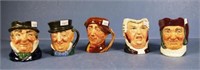 Six small Royal Doulton character jugs