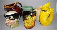 Six assorted ceramic jugs