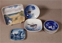 Eight various Danish ceramic pin dishes