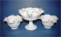 Three Fenton glass bowls