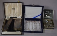 Sterling silver topped brush set and silver plated