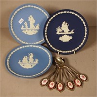 Three Wedgwood blue jasper Mother's Day plates