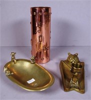 Copper art nouveau cylinder vase