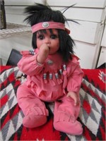 Indian doll w/ porcelain head & hands dressed in