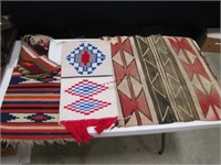 4pcs: 2 Mexican rugs 28"x30" & 17.5" x 19",