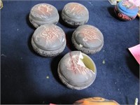 5 small Indian pots w/ lids by Emily Blackhorse