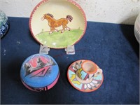 3 pcs Native American: Painted cup & saucer,