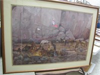 Large framed SW picture cowboys & horses