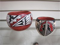 2 pcs Indian pottery: DM 3" & S.Y. Tosa 3.5" both