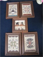 5 framed Navajo sand paintings SEE PICS FOR