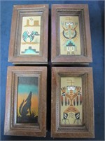 4 framed sand paintings by F Yazzie 5"x8"
