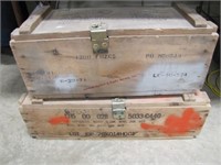 2 wood military ammo crates: 29"x 12" x 10" &