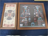 2 Navajo sand paintings: 1 George Jo 13.25"x13.25"