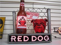 Lighted Red Dog sign WORKS 19" x 20.5"