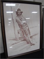 Framed Cowboy print signed & numbered by