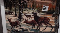 FABRIC ELK IN SNOW WALL HANGING 36X55