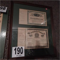 2 $100 SHARES CERTIFICATES FROM THE 1800s