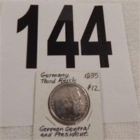 GERMANY THIRD REICH 1935 HINDENBERG COIN SILVER