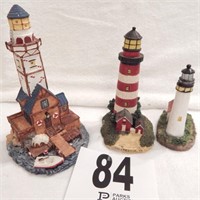 3 LIGHT HOUSE FIGURES 8 IN