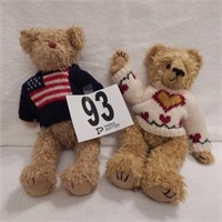 2 TY TEDDY BEARS WITH MOVABLE ARMS AND LEGS
