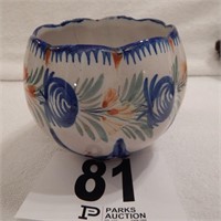 HAND-PAINTED PLANTER HB QUIMPER FRANCE 6 IN