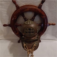 DECORATIVE SHIP'S WHEEL WITH COPPER LOOKING