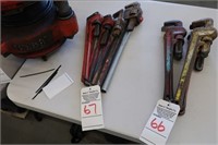 LOT, (5) ASSORTED PIPE WRENCHES