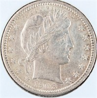Coin 1903 Barber Quarter Almost Unc.