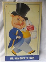 METAL "MR. HAM GOES TO TOWN" ADVERTISING SIGN
