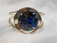 CUFF BRACELET WITH DICHROIC GLASS 2.5"