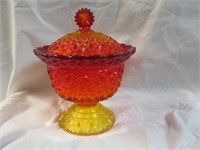 AMBERINA COVERED COMPOTE 7"T