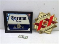 (2) Mexican Beer Advertising Beer Signs