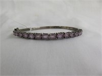 STERLING SILVER AND AMETHYST BRACELET 3" OPENING