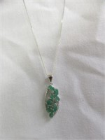 STERLING SILVER CZ AND EMERALD NECKLACE 9.5"