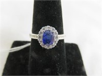 STERLING SILVER AND SAPPHIRE RING SZ 8