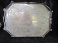 ORNATE SILVERPLATED SERVING TRAY 4"T X 18"W X 24"D