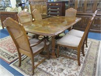 MODERN DINING TABLE AND SIX CHAIRS 29"T X 71"W X