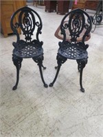 PAIR OF CAST IRON GARDEN CHAIRS 30"T X 12.5"W