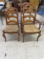 (4) COUNTRY FRENCH RUSH BOTTOM DINING CHAIRS
