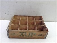 Vtg Wood 7Up Crate  (12) Bottle Case