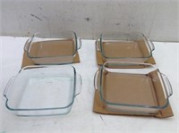 (4) 8x8 Simax Glass Casserole Dishes  New Items