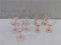 (9) Pink Depression Glasses  Wine & Goblets
