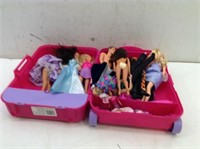 Barbie Carry Case w/ Misc Barbies & Accessories