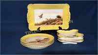 Hand painted butterfly serving tray/bowl set 7pcs