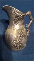 Pewter pine cone pitcher 9.5"h