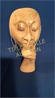 Wooden Indonesian hand carved mask 12"h