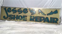 2 sided shoe repair sign in frame 74" x 19"