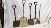 5 hand tools scoops fork & chopper