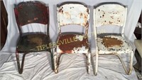 3 vintage metal chairs
