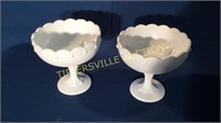 Pair of milk glass compotes